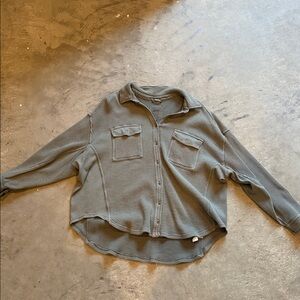 Aerie Taupe Waffle Knit Top